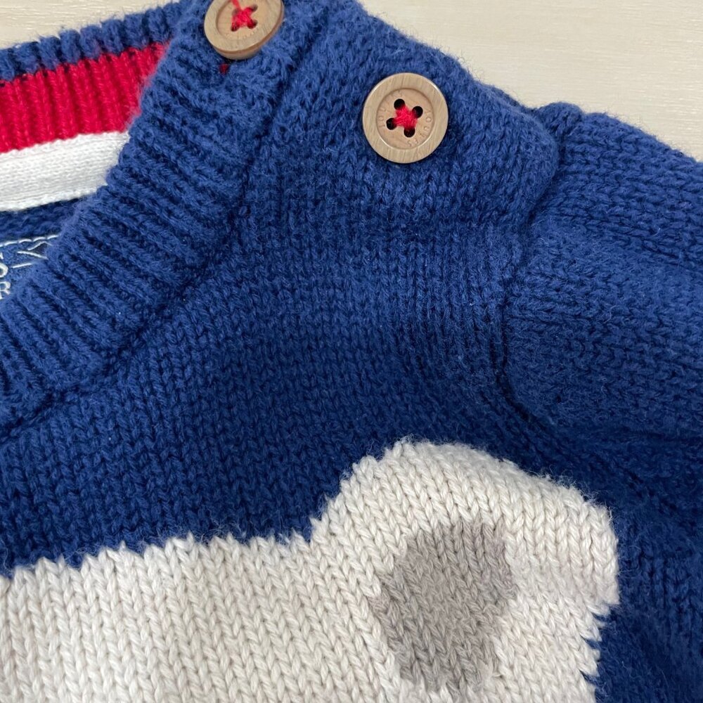 Joules Knitwear Polarbear Sweater 12/18 Month. Winter/Holiday. Blue,Red - Picture 4 of 8